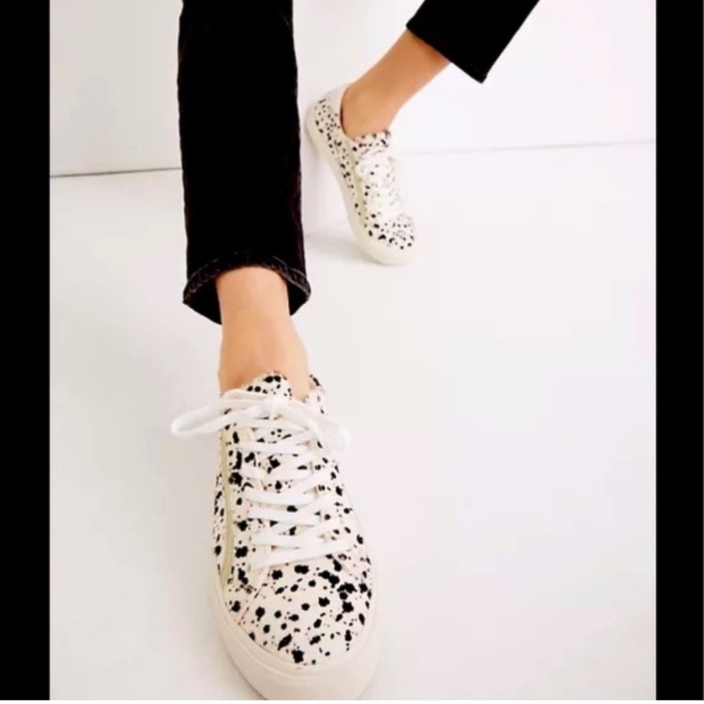 Madewell Sidewalk Low top sneakers real fur spattered painted calf hair 11M